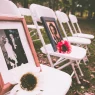 chairs with images of deceased on