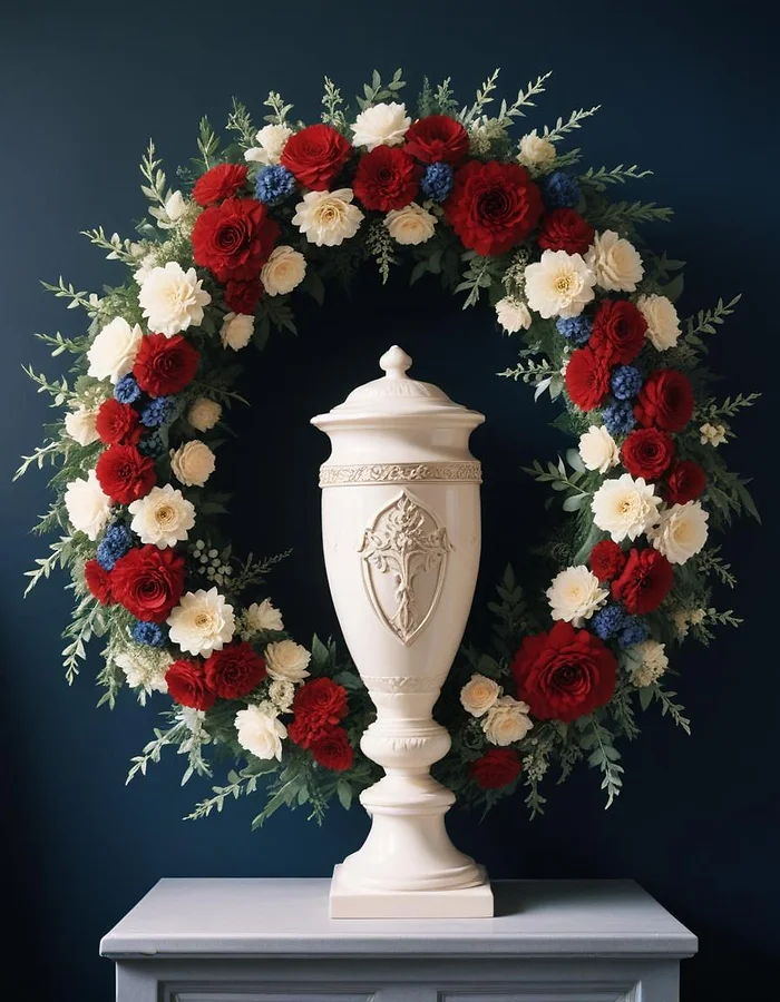 wreath floral arrangement for urn