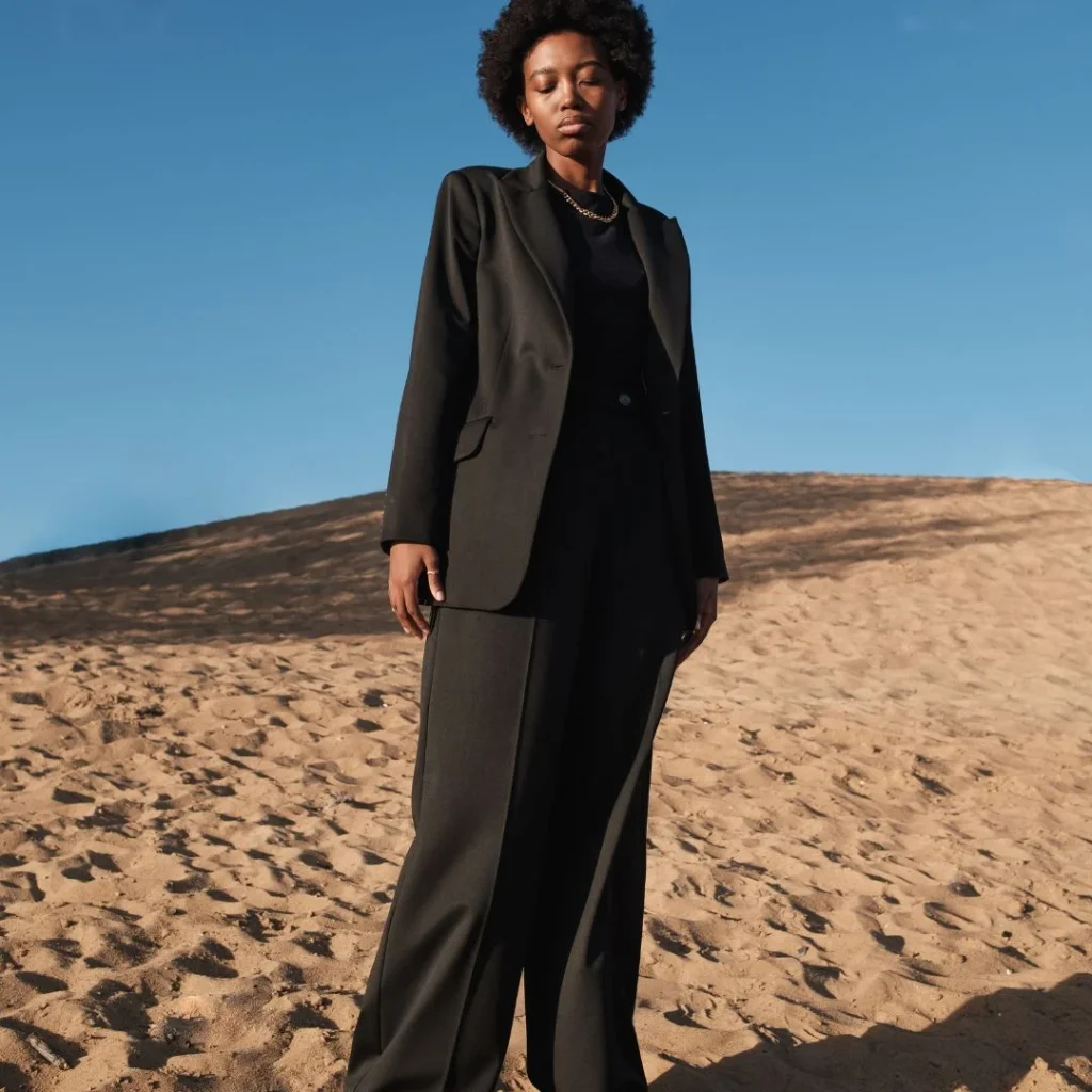 woman in black suit