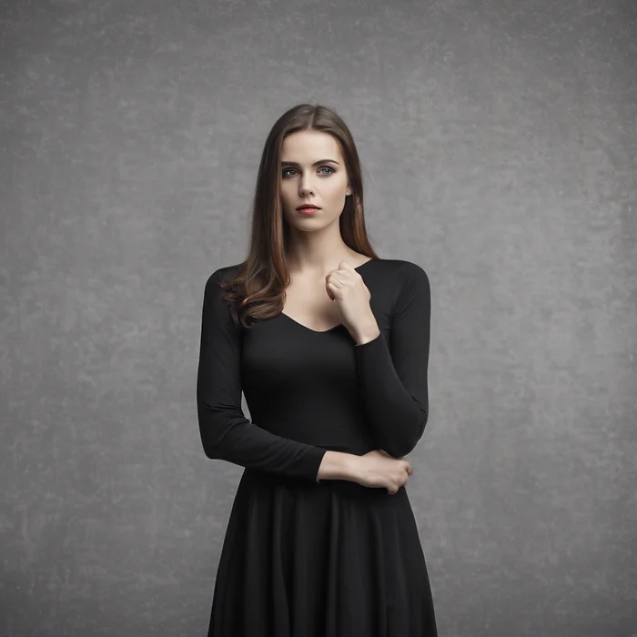 woman in a black dress at a funeral
