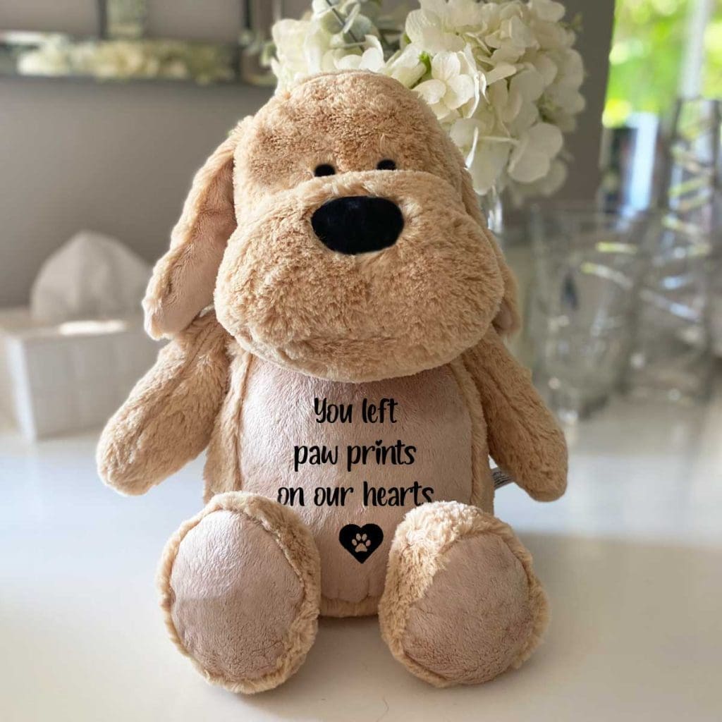 dog teddy bear for a memorial