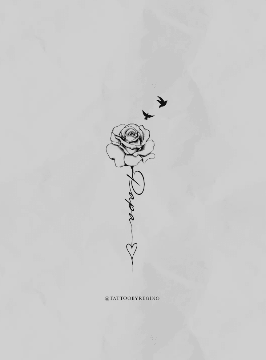 Memorial Tattoo For Dad rose and birds