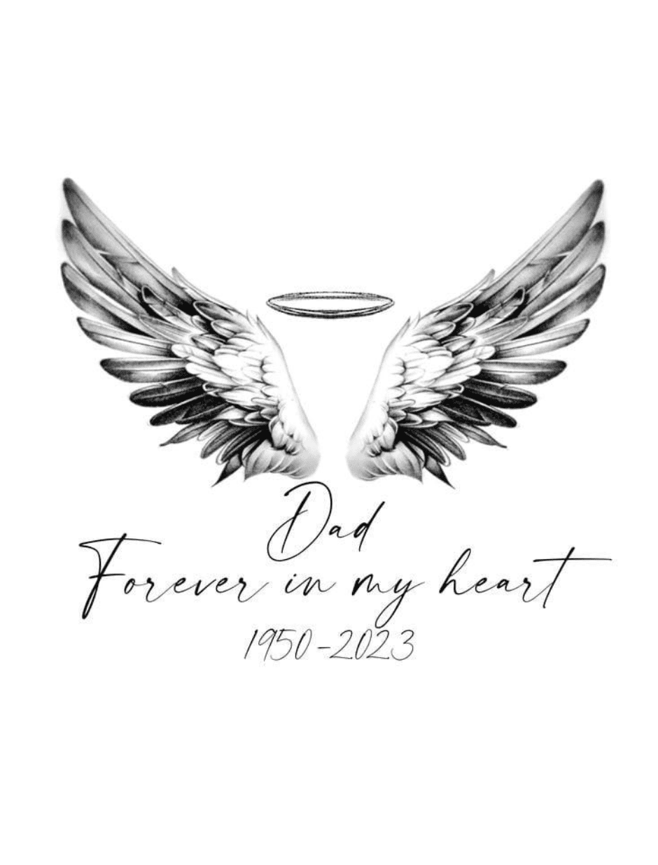 Memorial Tattoo For Dad with angel wings and halo