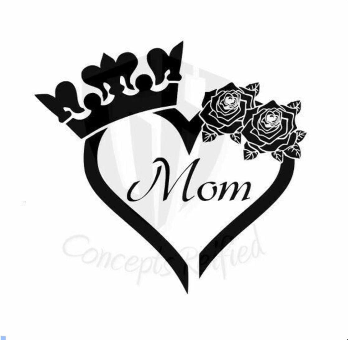 heart and crown tattoo for mom