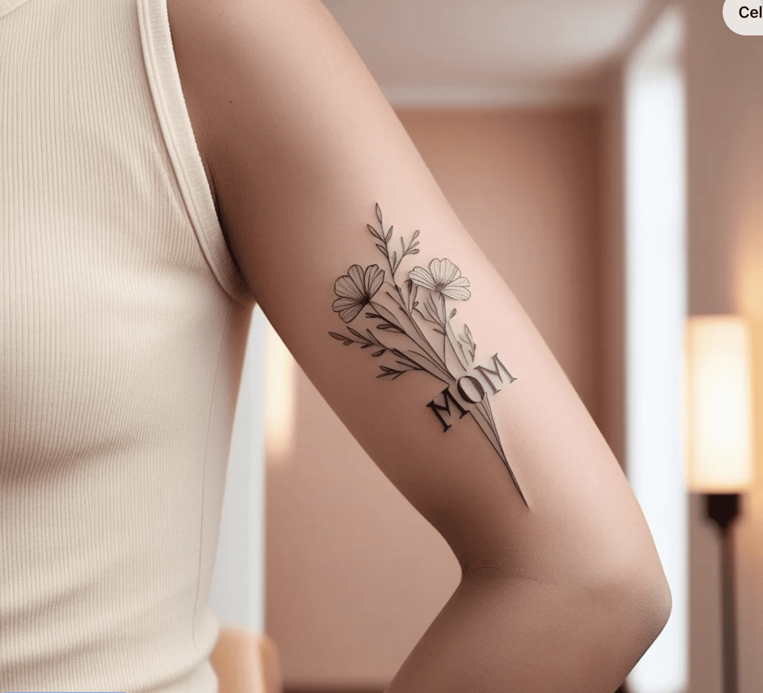 simple floral tattoo on arm for mom