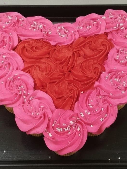 large pink and red pull apart cupcakes